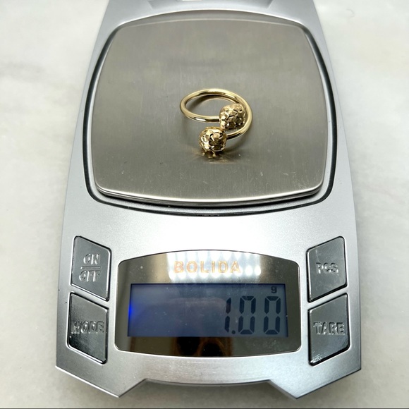 10K Gold Diamond Cut Puffed Square Bypass Ring 1g - Picture 8 of 8